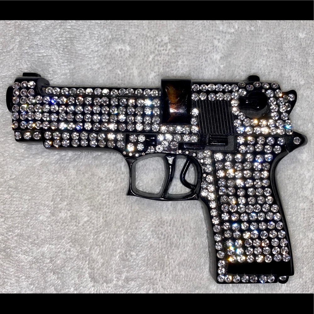 Rhinestone Black Gun Belt Buckle